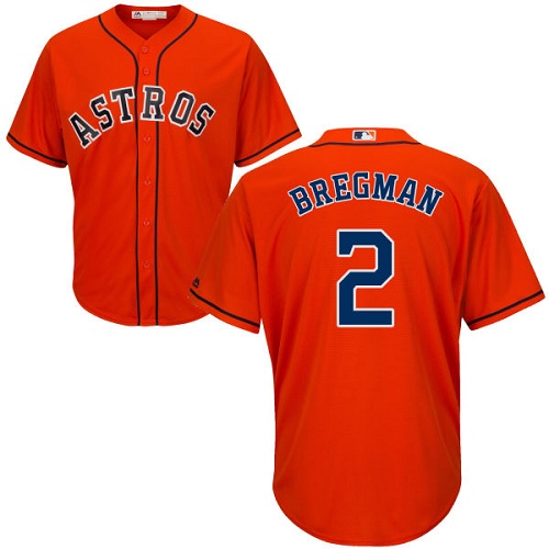 Astros #2 Alex Bregman Orange Cool Base Stitched Youth MLB Jersey